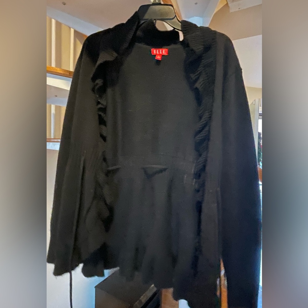 Elle Women's Black Ruffled Cardigan